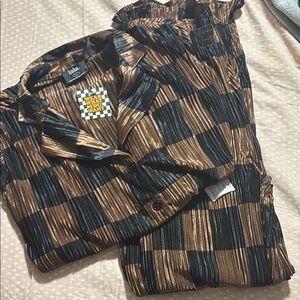 Dressed in LALA Black and Brown Plisse set. Brand new with tags